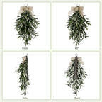 22" Artificial Teardrop Swag Olive Wreath For Front Door, 2-Pack Realistic Greenery Swag With Olive Fruit/Green Leaves/Flowers, Seasonal Artificial Olive Branch Swag for Indoor&Outdoor Decor