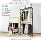 lumizone Folding Clothing Rack with Wheels Expandable Wardrobe Portable Clothes Rack for Hanging Clothes Adjustable Closet Shelves Garment Rack Durable Closet Racks for Hanging Clothes (Pro White)