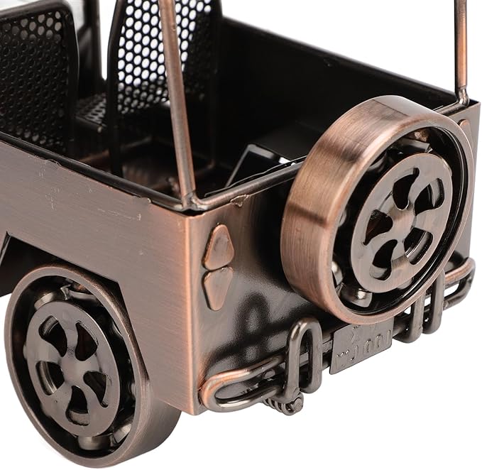 Alomejor Handcrafted Iron Car Figurine, Antique Vintage Metal Vehicle Model Home Decor with Exquisite Metal Craftsmanship, for Living Room TV Cabinet Wine Cooler Display (Red Bronze)