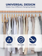 Smartor Wooden Hangers 20 Pack, Solid Wood Coat Hanger for Closet, Heavy Duty Wood Hangers for Suits, Shirts, Dresses, with 360° Rose Gold Hook, Non Slip Pant Bar, Natural