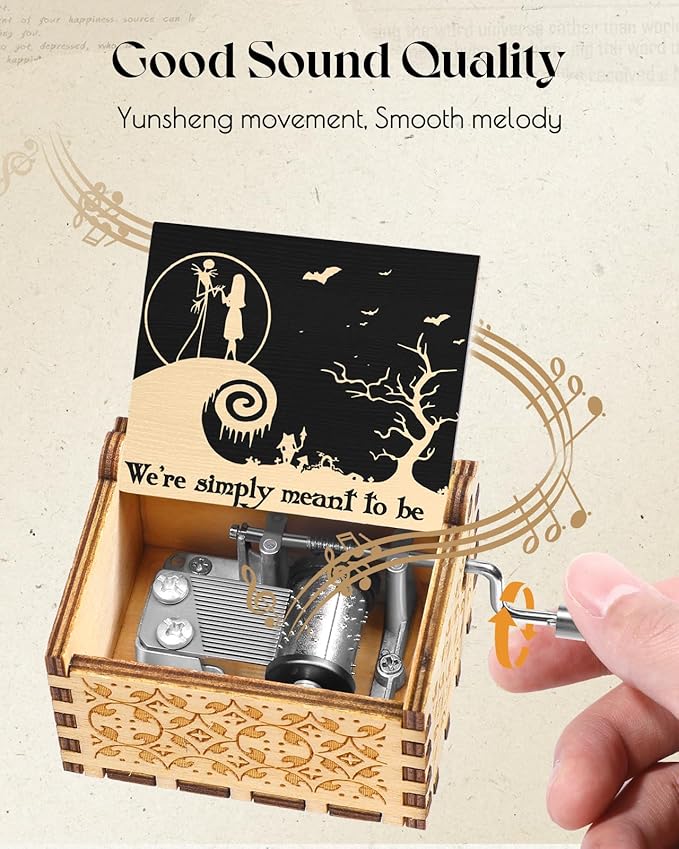 Swooflia Anime Wooden Music Box for Women - Hand Crank Engraved Musical Box Vintage Mechanism Personalized Gifts for Mom Aunt Daughter Niece Granddaughter Grandma Friend Jesus On Birthday