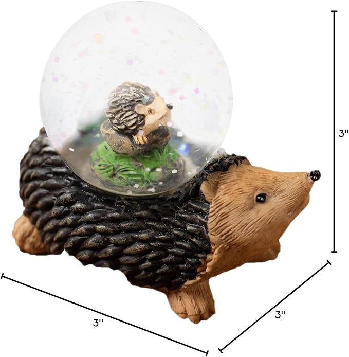 Elanze Designs Mommy and Baby Hedgehog Magical Whimsical Tabletop Dresser Nightstand Figurine Miniature 45MM Sturdy Polyresin Glitter Water Snow Globe Decoration