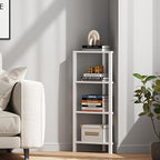 TUTOTAK Corner Shelf, 4-Tier Corner Bookshelf for Small Space, Narrow Display Corner Shelf Stand with Storage Rack, for Living Room, Bedroom, White BS05BW004
