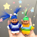 Retro Vintage Lucky Troll Dolls Assorted Hair Colors Chromatic Adorable for Collections, School Project, Arts and Crafts, Party Favors (Colorful)