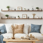 YGEOMER 23.6 Inch Floating Shelves for Wall, Farmhouse Wall Shelves for Bedroom, Bathroom Storage, Living Room and Kitchen Decor (Set of 6 Brown)