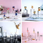 Hipiwe 4-Pack Acrylic Display Risers Figures Display Stand Holder Clear Cylinder Tabletop Jewelry Perfume Showcase Organizer for Geodes Rock Small Collectibles Display Blocks