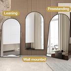 Dewfig Arched Full Length Mirror, 78"x38" Large Floor Mirror with Stand, Oversized Full Body Mirrors for Standing/Leaning/Hanging, Wall Mounted Mirrors for Bedroom, Living Room,Dressing Room, Black