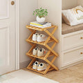 Vertical Shoe Rack Small Narrow Shoe Racks 4-Tier Folding Shoe Storage Rack No Installation Shoes Organizer Shelf Standing Storage Shoe Rack for Entryway Hallway Corridor Room Corner Storage
