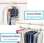 Magic Pants Hangers Space Saving - 2 Pack for Closet Multiple Layers Multifunctional Uses Rack Organizer for Trousers Scarves Slack (2 Pack with 10 Metal Clips)