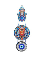 Decorative Bird Mobile Wall Hanging, Colorful Swallow Design with Flowers, Traditional Tattoo Style Art Evil Eye (OWL_Hanging_D_2)