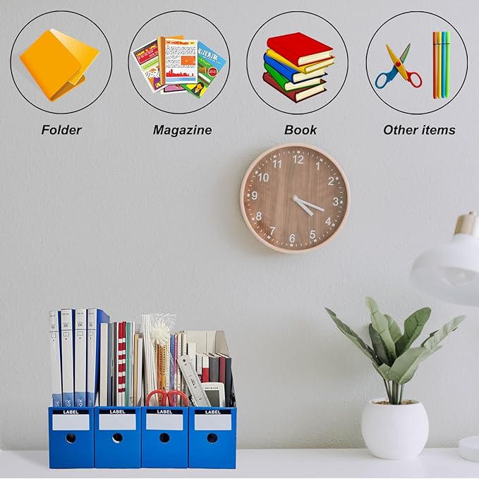 Limitliho Magazine Holde ( Blue, 2 Pack), Magazine File Holder for Home, Office, Desk, 10.6'' H×10.2'' L ×3.5''W Magazine Storage Box