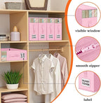 WOWBOX Sheet Organizers and Storage,Closet Bed Sheet Organizer Under Bed Storage and Organization with Label Cards & Clear Window for Bedding Sheets,Duvet Covers,Blankets (3 Pack，Pink)