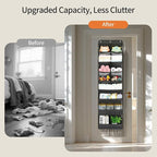 Yecaye Over the Door Shoe Organizer Hanging with Large Pockets, 8 Tier Back of Door Storage for Nursery, Closet and Bathroom, Partition Behind Door Organizers Shelf with Baby Clothes (1 Pack, Black)
