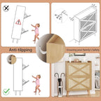 Shoe Cabinet with 2 Flip Drawers, Farmhouse Hidden Shoe Storage Cabinets, Narrow Wooden Shoes Organizer for Entryway, Slim Freestanding Shoe Rack Cabinet for Front Door Entrance, Rattan Natural