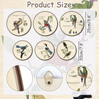 TOARTi 6pcs Vintage Bird Wall Art Set(9.9”x3/7.9”x3) Round Bird Botanical Wooden Plaques Rustic Bird Plant Round Wall Hanging Farmhouse Birds Wall Decor for Home Bedroom Living Room Bird Lover Gift