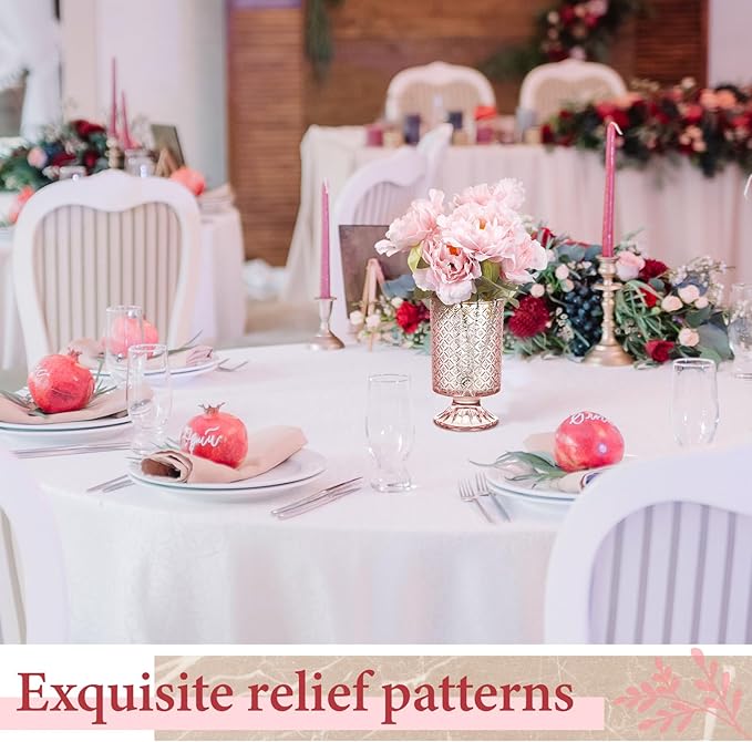 6 Pcs (H:7" W:4") Embossed Flower Vase Pedestal Glass Vase Big Base Thickened Crystal Vintage Vases for Valentines Day Wedding Home Decor Table Centerpiece House Warming Gifts(Pink)