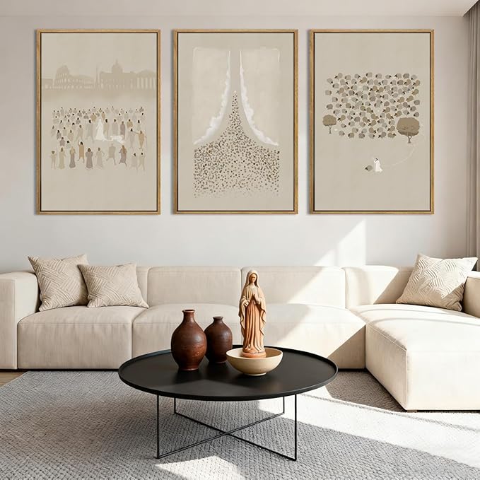 BINCUE Framed Jesus Wall Art Set of 3 Jesus Lamb Wall Decor Lamb of God Art Print Christian Wall Paintings Religious Pictures Christian Jesus Artwork for Living Room Bedroom Church Office Farmhouse 16x24 Inch