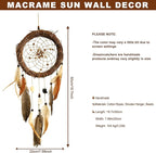 Dream Catcher Native American Boho Dreamcatcher Rattan Wall Decor, Handmade Natural Healing Crystal Stones Feathers Hanging Ornament Indian Decor for Bedroom Living Room