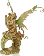 Resin Fairy Statue Elegant Fantasy Decor, Hand-Painted Angel Figurine Graceful Fairy Sculpture for Bookshelf, Mantel, Bedroom Decor, Thoughtful Gift for Women, Girls (Elegant Kneeling)