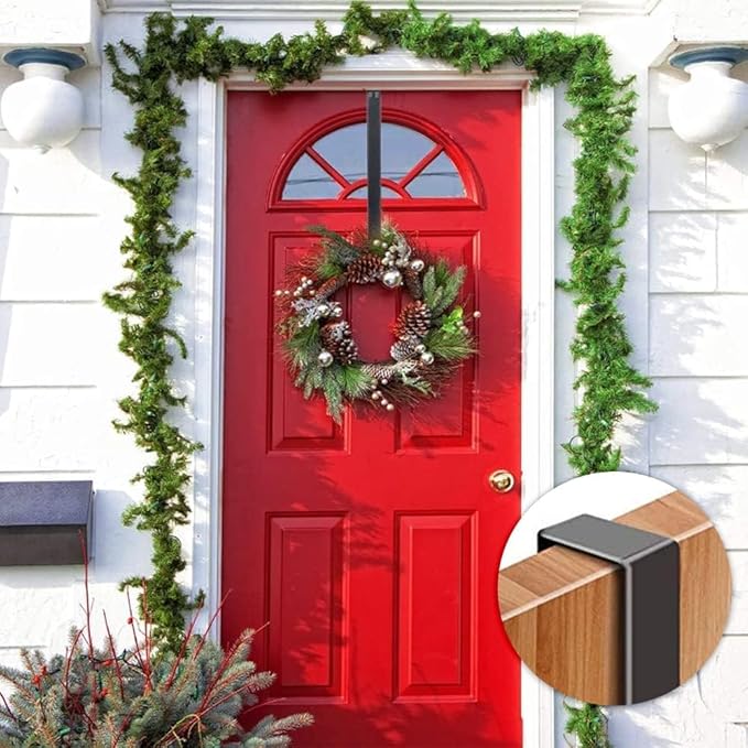 Christmas Wreath Hanger, 30 cm Metal Wreath Hanger for Front Door, Wall or Decorations (Black)