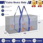 6 Pack Extra Large Heavy Duty Moving Bags with Reinforced Zipper & Wide Handles, Moisture-Resistant Storage Bins Packing Cubes for Clothes, College Dorm, Travel, and Home Organization, Blue