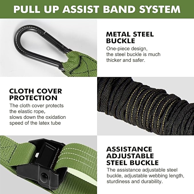 HPYGN Two Foots Pull Up Assistance Bands, Heavy Duty Resistance Band for Pull Up Bar, Adjustable Weight/Size with Fabric Feet/Knee Rest, Bands for Pull Up Assist for Strength Training, Pull Up