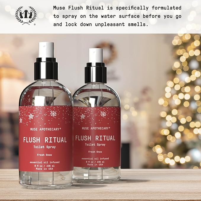 Muse Apothecary Flush Ritual - Aromatic & Refreshing Toilet Spray, Use Before You Go, 8 oz, Infused with Natural Essential Oils - Fresh Snow