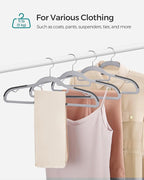 SONGMICS Pack of 60 Coat Hangers, Space-Saving Plastic Clothes Hangers, Non-Slip, 0.2 Inches Slim, 16.5 Inches Wide, 360° Swivel Silver Hook, Light and Dark Gray UCRP0020G01
