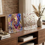 AceOrbit 2 Pcs Display Stand Tile Display Stand for Art Panels Picture Photos Plaques and Warm Glass Art Creations Collectibles Ceramic Tiles Office Trade Show Office, or Gallery (Transparent,Acrylic)