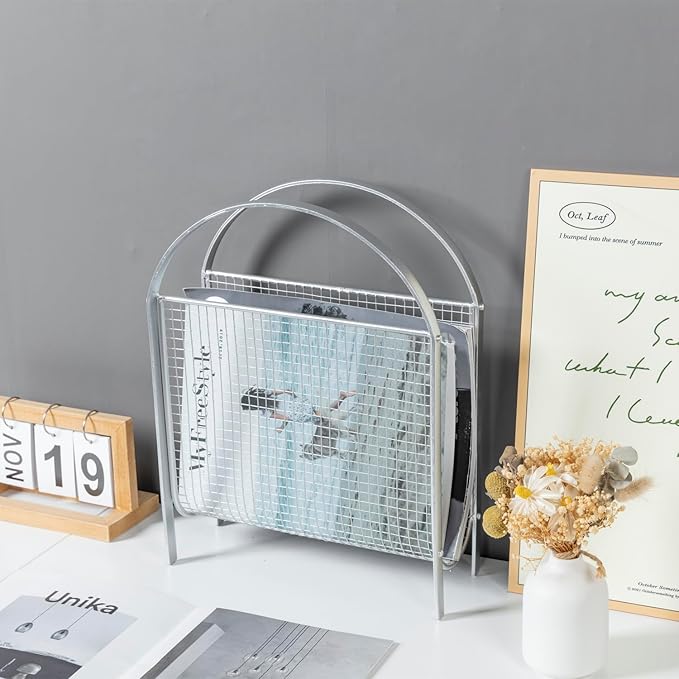 MyGift Magazine Rack, Floor Freestanding Magazine Holder for Bathroom Bedroom Office, Books Newspapers File Mail Organizer, Mid Century Modern Decor Wire Storage for Tablets and Documents