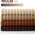 MIULEE Boho Farmhouse Throw Pillow Covers 18x18 Inch Set of 4 Rustic Mordern Neutral Cushion Covers Soft Corduroy Nordic Home Decor for Couch Bed Sofa Living Room Chocolate Brown/Rust