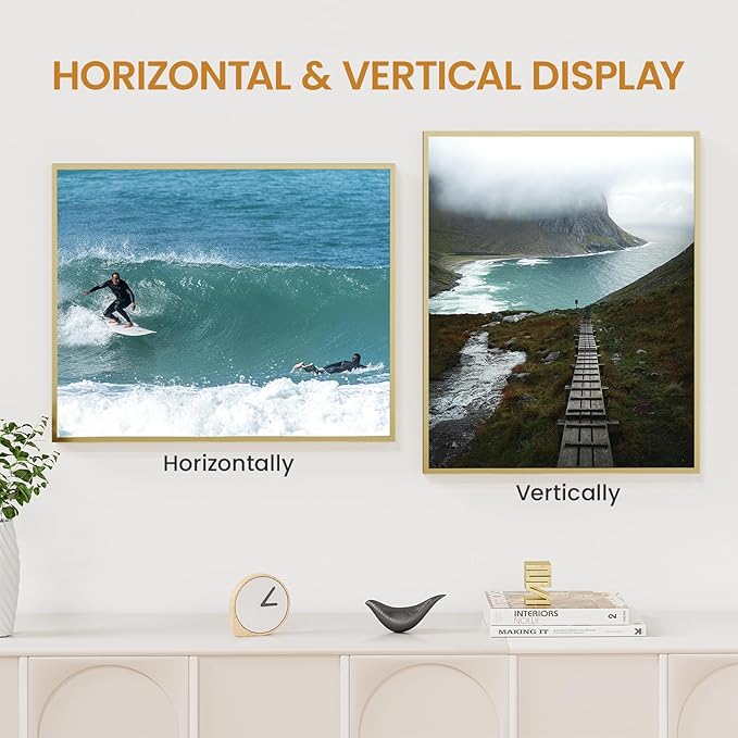 17x21 Aluminum Metal Picture Frame,Tempered Glass Gold Photo Frame 17x21 for Family Photo,Posters,Art,Document to Wall Mount Horizontally or Vertically
