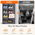 Lifewit 10 Tier Over the Door Shoe Organizer with 19 Large Deep Pockets, Fabric Hanging Shoes Shelf for Closet, Dorm Storage, Fit Up to 20 Pair Shoe Rack Holder for Sneakers, Boots, Gray