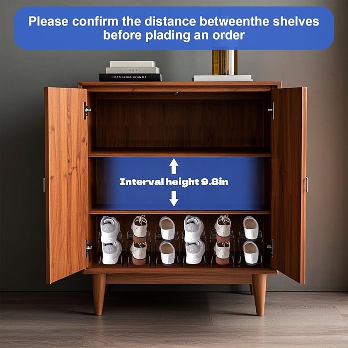 CODOHI12 Pack Metal Shoe Slot Organizer for Closet, Double-Layer Shoes Holder Stacker Iron Storage Rack Display Stand for Closet Entryway Space Saver Organization, Black