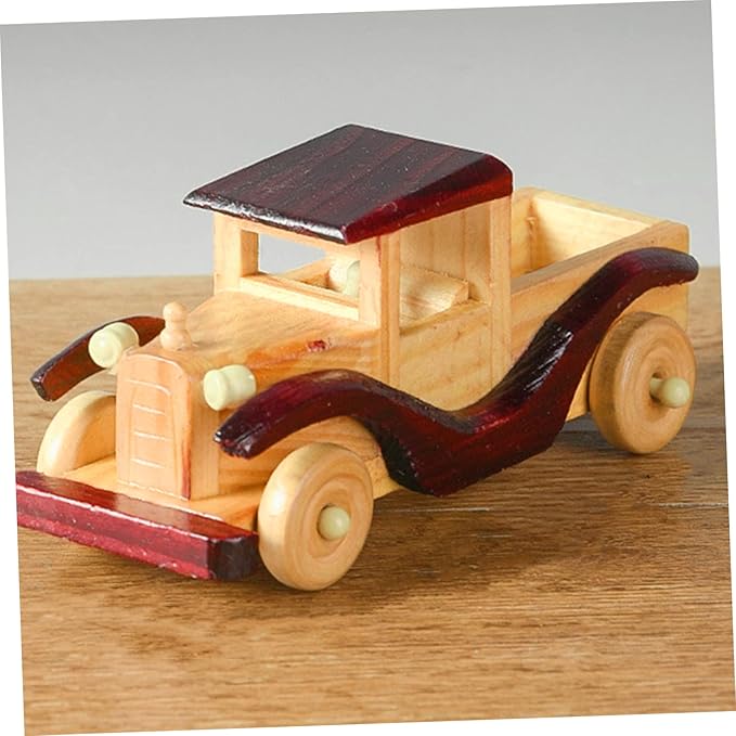 Homoyoyo Wooden Vintage Car Model Ornament Retro Wooden Car Decor for Home Desktop Unique Craftsmanship for Collectors