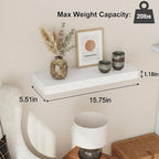 Fixwal White Shelves for Wall, 15.7in Rustic Wood Finish Floating Wall Shelves Set of 4, Shelves for Wall Decor, with Invisible Brackets for Bathroom, Living Room,Bedroom and Kitchen