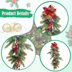 Fancyes Artificial Christmas Swag Greenery Wreath Decorative Prop Door Swag Staircase Decoration for Stairs New Year