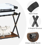 HOOBRO Folding Luggage Rack, Suitcase Stand Holder with Wooden Storage Shelf, Holds up to 110 lb, 27.2 x 15.7 x 24 Inches, for Guest Room, Bedroom, Closet, Hotel, Rustic Brown and Black BF68XL01G1