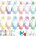 INFUNLY 12 Sets DIY Mini Dream Catcher Kit with Glass Beads Colorful Small Dream Catcher Kit with Instruction Boho Handmade Dreamcatcher Making Kit for Bag Pendant Car Mirror Charm Bedroom Decor