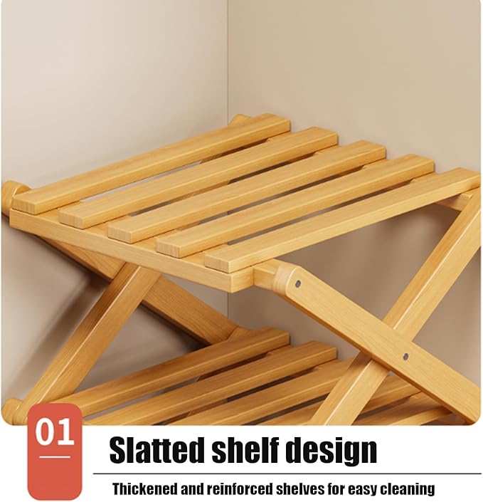 9 Tier Bamboo Shoe Rack, Foldable Shoe Rack, Shoe Rack, Ertical Shoe Organizer for Small Spaces, No Assembly Narrow Shoe Shelf for Entryway Closet Dorm (Yellow, 3 Layers)