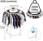 Round Garment Rack, Floor Standing Iron clothes Hanging Rack with Topper, Suitable for Large Shopping Malls Retail, Clothes Boutique Display Laundry Rooms Multi-Purpose Hanging (WHITE)