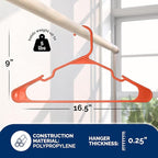 Plastic Hangers 50 Pack - Space Saving Clothes Hangers, Made in USA, Durable & Strong Plastic Shirt & Coat Hanger with Notches & Shoulder Grooves, Non-Slip Hangers | Bright Orange