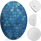 Wall Picture, with Blue Tile Pattern Printed Circular Iron Hanging Picture,Wall Art Decor,Home for Bedroom Living Room Bathroom Decor,Iron Painting 11.8X11.8 in