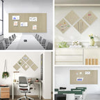Large Cork Board for Office, 8 Pack Felt Wall Tiles with Slat Wall Paneling and Safe Removable Adhesive Tabs, Felt Bulletin Board Pin Board Cork Boards for Walls - Tan