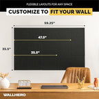 WALLHERO Vision Board - Large Cork Board for Walls 59" x 36", Black Bulletin Board | 15 Pack Felt Wall Tiles | Cork Boards for Office Pin Board Tack Board Cork Boards