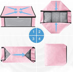 HomeHacks Storage 8-Pack Clothes Organizer Storage Bags Foldable Storage Box with Large Clear Window Sturdy Handles for Closet, Dorm, Pillows, Bedding, Clothes, Blankets, 35L, Pink