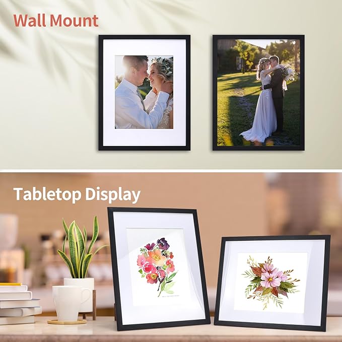 Lyeasw 8.5x11 Picture Frame Black 15 Pack, Display 8.5x11 Certificate with Mat or 11x14 Picture without Mat, Multi Award Diploma Document Frame for Wall or Tabletop