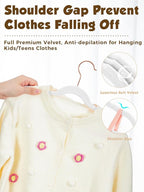 Smartor Kids Velvet Hangers 50 Pack, 14 Inch Premium Non Slip Kids Felt Hangers for Closet, Space Saving Toddler Clothes Hanger for Youth's Childrens' Clothes (Rose Gold Hook)- White