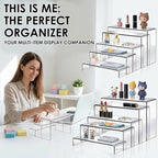 Fixwal 20pcs Large Acrylic Risers 4 Set Acrylic Display Stand Perfume Organizer Stands Clear Rectangular Dessert Table Display Set, Display Shelf for Show Cupcake, Figures, Jewelry, Toys