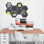 8 Pcs Hexagon Felt Cork Bulletin Board Tiles, Self Adhesive DIY Bulletin Board Pin Board for Office School Home Wall Decor Memos Photos Display(Deep Grey)